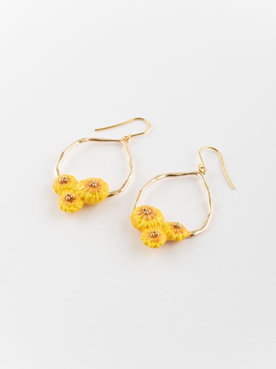 Dandelion trio hammered earrings