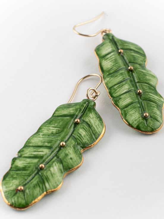 Banana tree leaf earrings