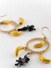 Banana & black monkey circle earrings