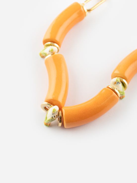 Budgerigars & orange beads necklace