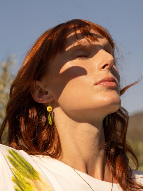 Dandelion & leaf earrings