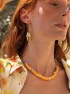 Budgerigars & orange beads necklace