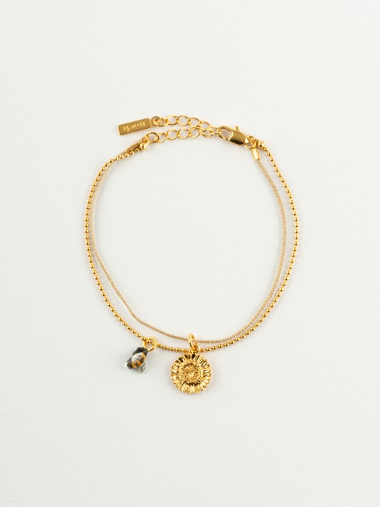 Golden bee and sunflower bracelet