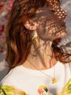 Budgerigar & yellow dandelion earrings