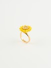 Sunflower porcelain and golden brass ring