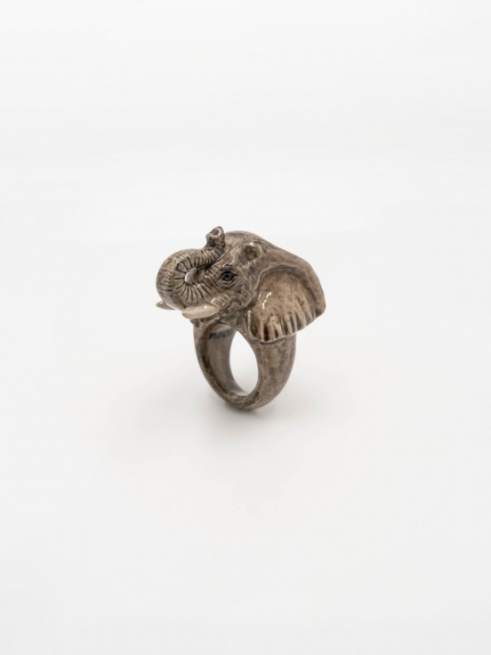 porcelain ring animal elephant hand painted