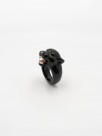 hand painted porcelain ring roaring black panther