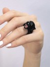 hand painted porcelain ring roaring black panther
