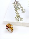 hand painted porcelain ring roaring leopard