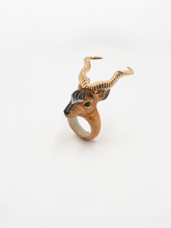 hand painted porcelain ring animal antelope