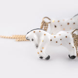White horse and chain drop earrings