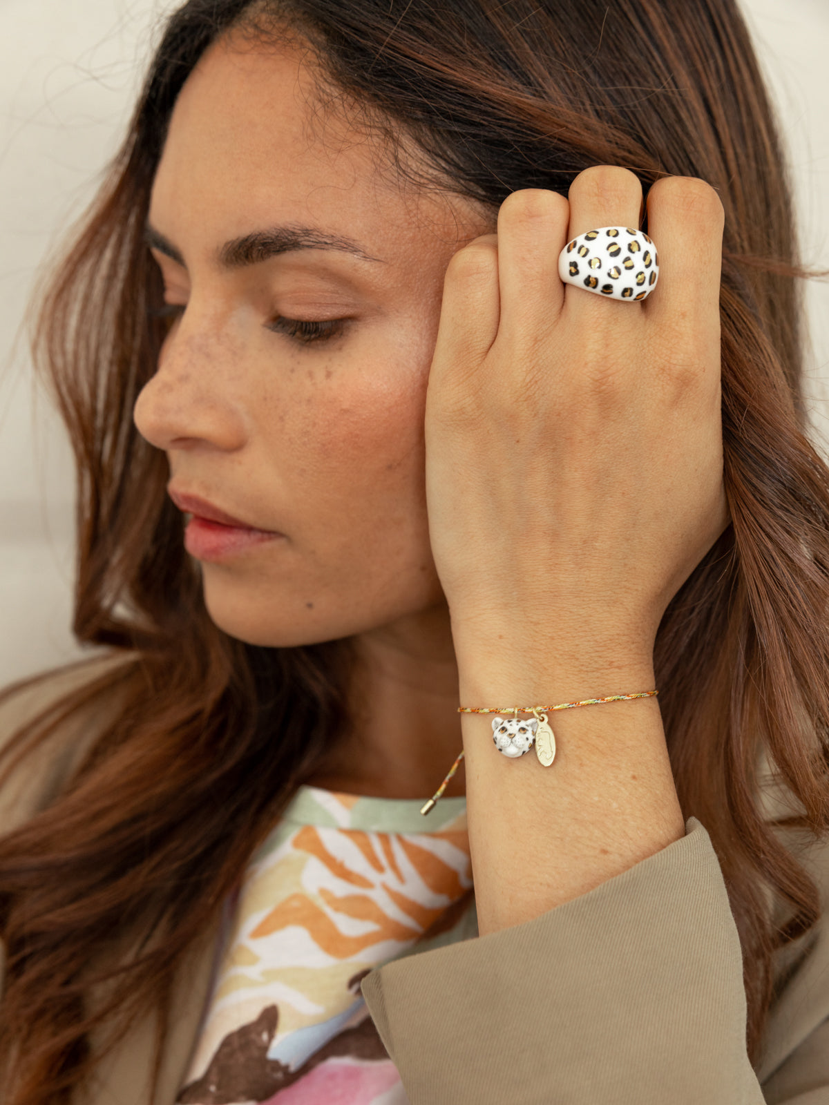 White &amp; Gold Leopard Ring