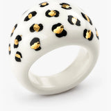 White and gold leopard ring