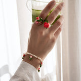 Bracelet Tulipes et perles blanches