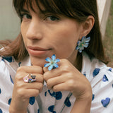 Anillo de porcelana jazmín azul