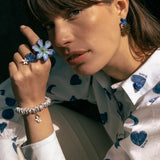 Anillo de porcelana jazmín azul