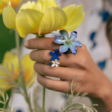 Anillo de porcelana jazmín azul