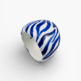 Bague zèbre bleu et blanc