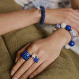 Bague léopard bleu et doré