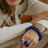 Maxi bracelet léopard bleu et doré