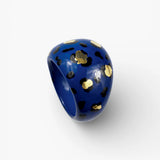 Bague léopard bleu et doré