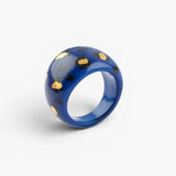 Bague léopard bleu et doré