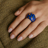 Bague léopard bleu et doré