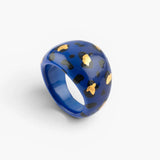 Bague léopard bleu et doré