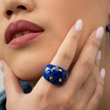 Bague léopard bleu et doré