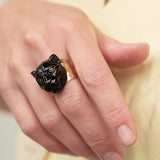 Bague martelée panthère noire