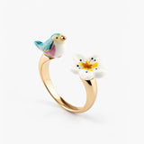 FaceToFace ring with blue bird and pear blossom