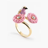 Anillo de pájaro y cardos rosas