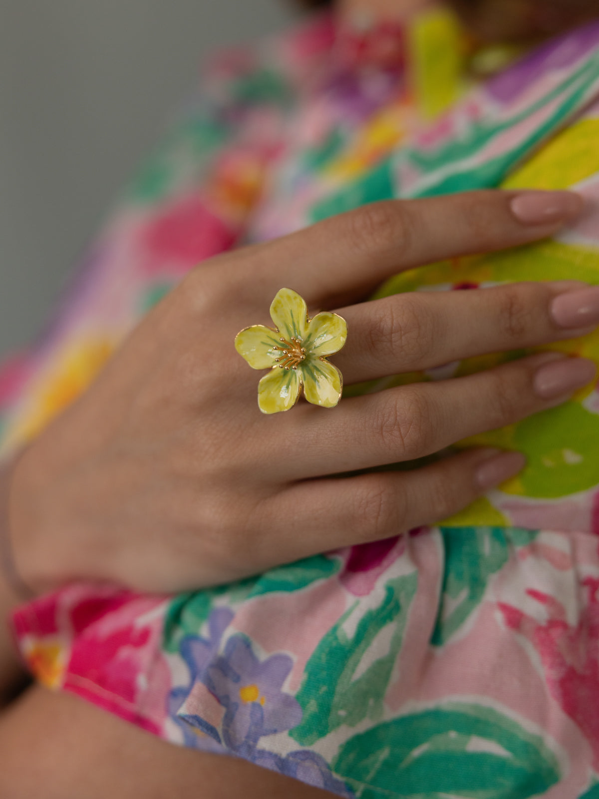 Bague fleur jaune