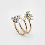 Bague spirale léopards blancs & dorés