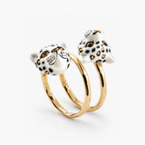 Spiral ring with white and gold leopard print