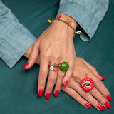 Hedgehog, mushroom and white anemone ring