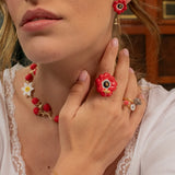 Red anemone ring