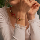 Snail on hazel leaf bracelet
