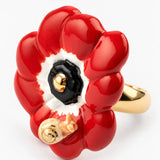 Anillo anémona rojo