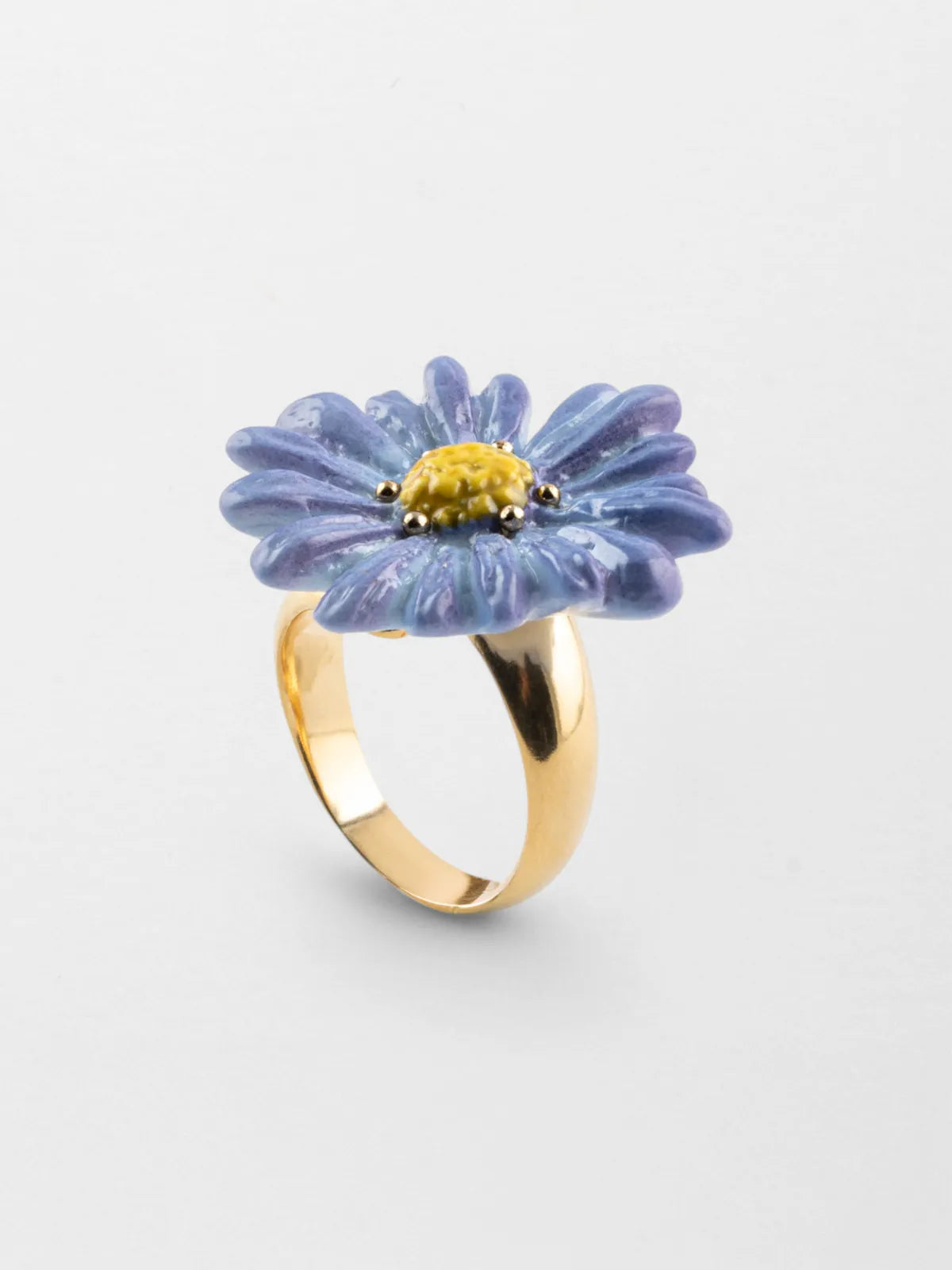 Bague fleur anémone bleue