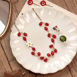 Red berry branch necklace
