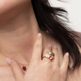 Hedgehog, mushroom and white anemone ring