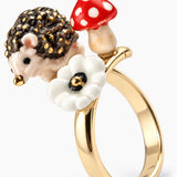 Hedgehog, mushroom and anemone ring
