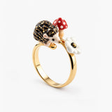 Hedgehog, mushroom and anemone ring