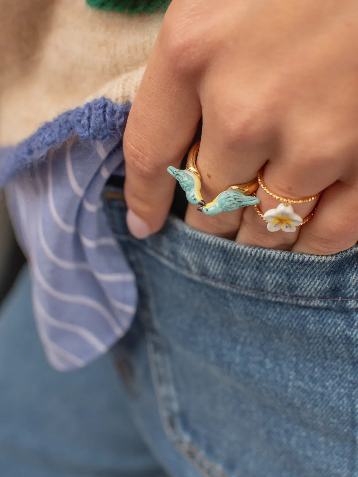 FaceToFace Bird Ring Blue Warblers