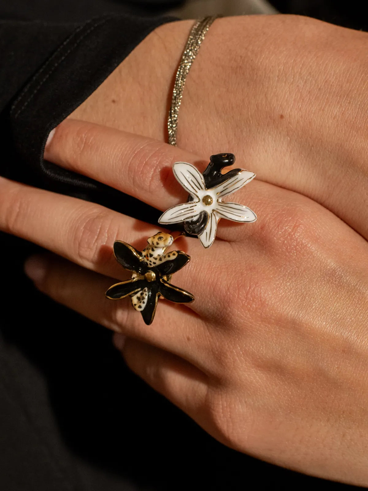 Bague fleur d'Erine et panthère