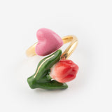Bague Tulipe rouge et cœur