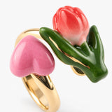Bague Tulipe rouge et cœur