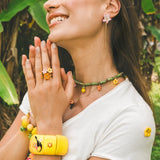 Bague multi fleurs tropicales