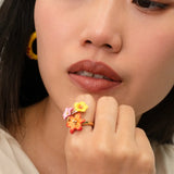 Bague multi fleurs tropicales
